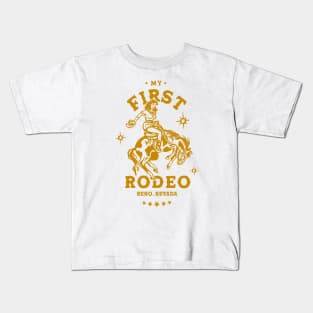 My First Rodeo: Reno, Nevada. Cute Vintage Pinup Cowgirl Kids T-Shirt